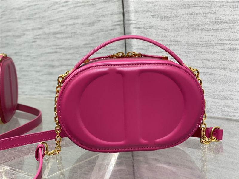 CD SIGNATURE OVAL CAMERA BAG Calfskin with Embossed CD Signature Fuchsia High