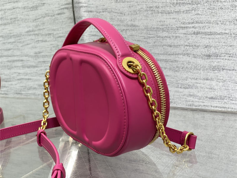 CD SIGNATURE OVAL CAMERA BAG Calfskin with Embossed CD Signature Fuchsia High