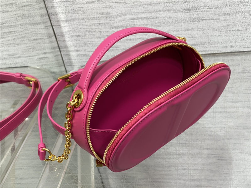 CD SIGNATURE OVAL CAMERA BAG Calfskin with Embossed CD Signature Fuchsia High