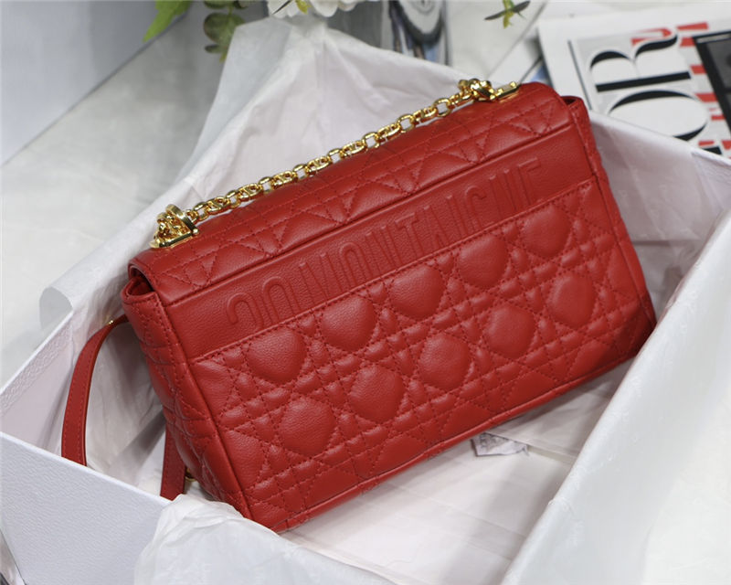 MEDIUM Dior CARO BAG Supple Cannage Calfskin Red High