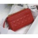 MEDIUM Dior CARO BAG Supple Cannage Calfskin Red High