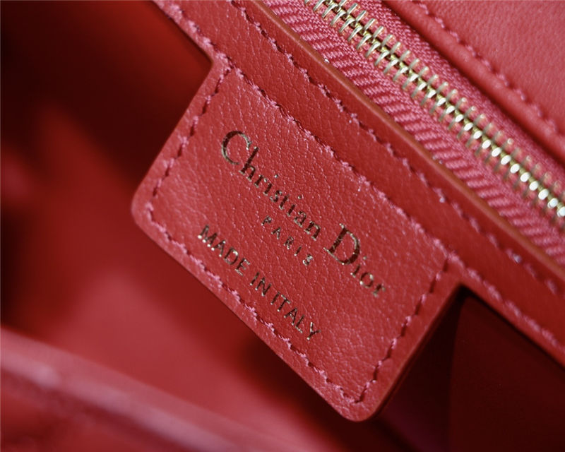 MEDIUM Dior CARO BAG Supple Cannage Calfskin Red High