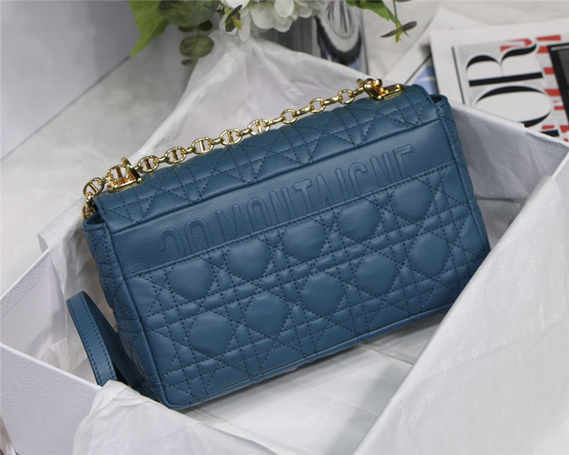 MEDIUM Dior CARO BAG Supple Cannage Calfskin Blue High