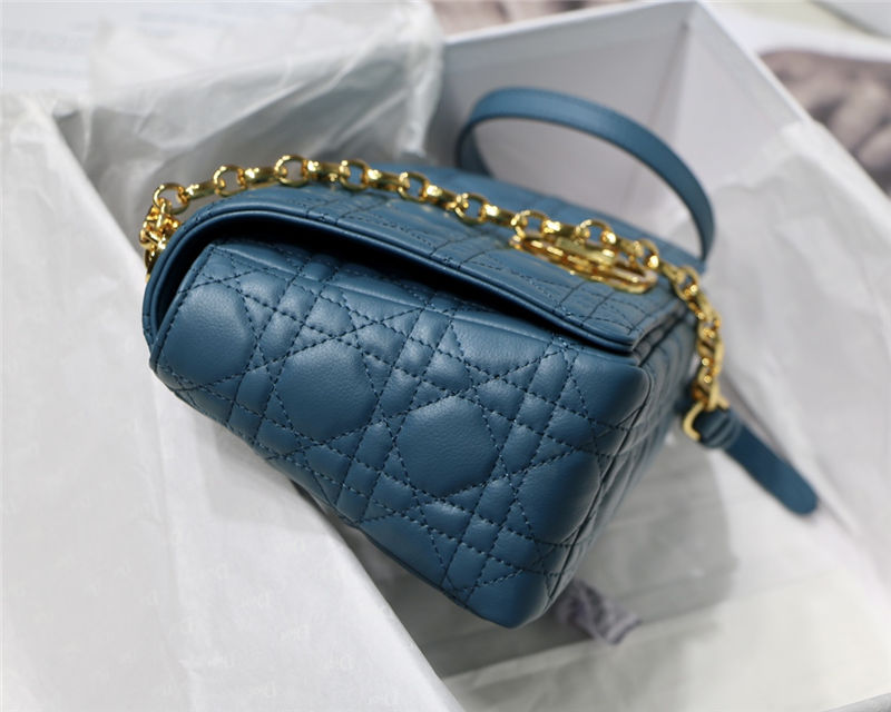 MEDIUM Dior CARO BAG Supple Cannage Calfskin Blue High