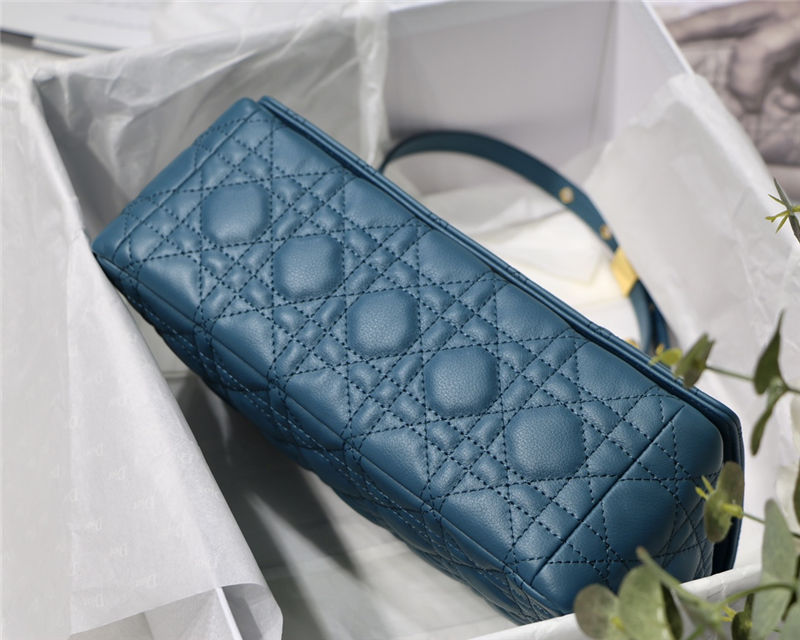 MEDIUM Dior CARO BAG Supple Cannage Calfskin Blue High