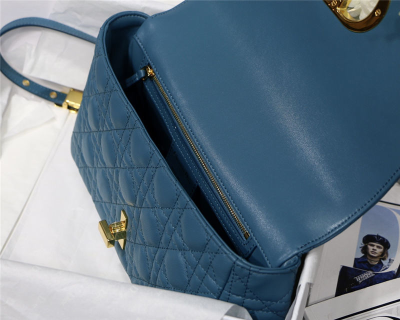 MEDIUM Dior CARO BAG Supple Cannage Calfskin Blue High