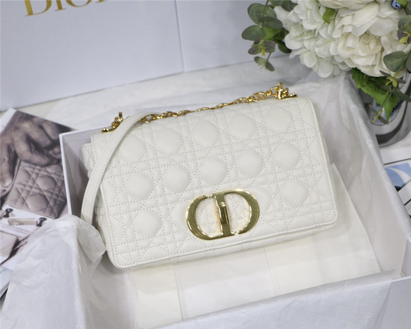 MEDIUM Dior CARO BAG Supple Cannage Calfskin White High