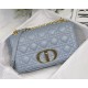 MEDIUM Dior CARO BAG Supple Cannage Calfskin Light Blue High