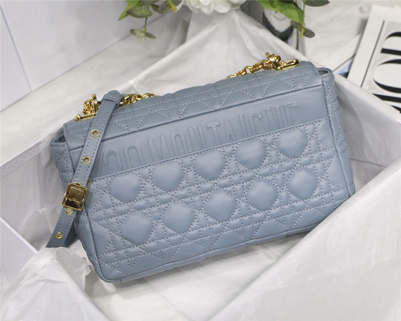 MEDIUM Dior CARO BAG Supple Cannage Calfskin Light Blue High