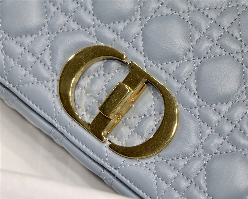 MEDIUM Dior CARO BAG Supple Cannage Calfskin Light Blue High