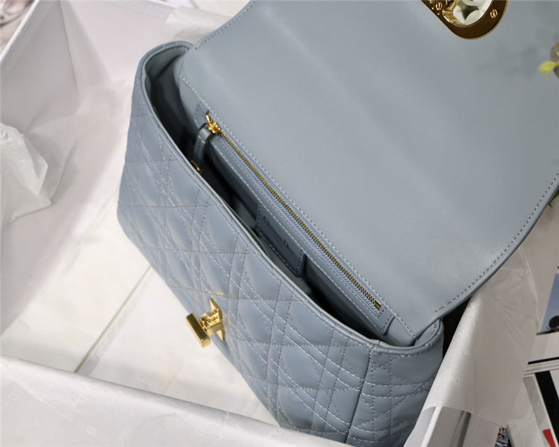 MEDIUM Dior CARO BAG Supple Cannage Calfskin Light Blue High