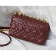 SMALL Dior CARO BAG Supple Cannage Calfskin Burgundy High