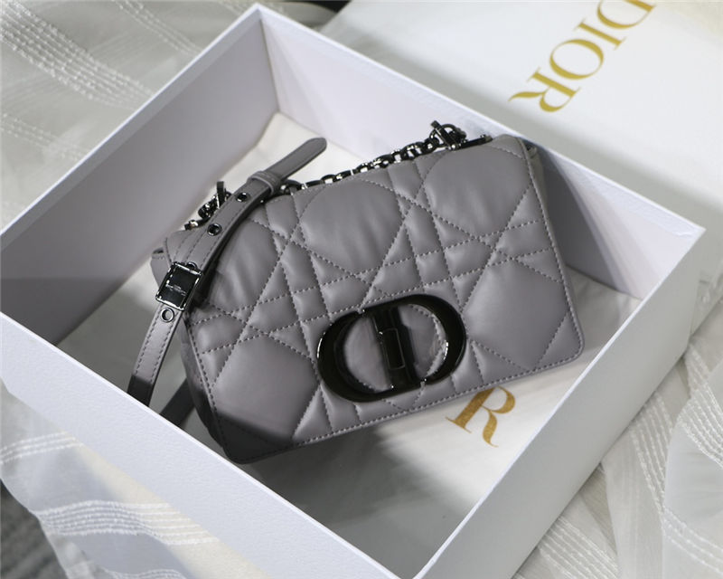 SMALL Dior CARO BAG Quilted Macrocannage Calfskin Grey High