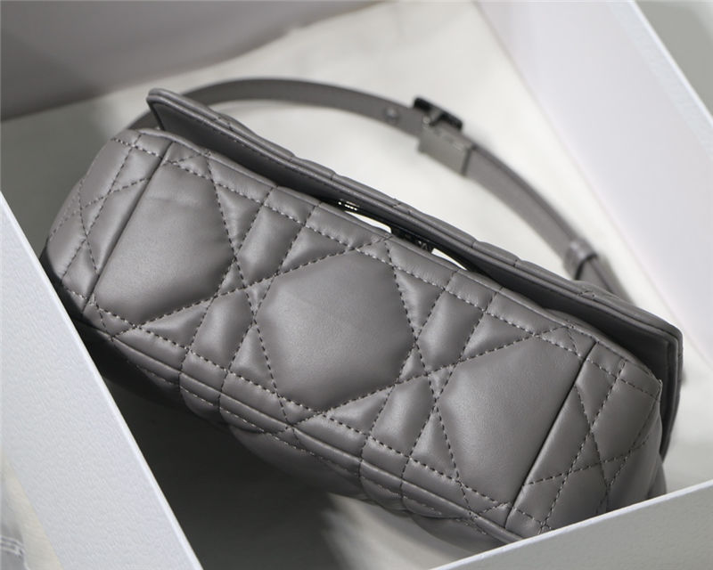 SMALL Dior CARO BAG Quilted Macrocannage Calfskin Grey High