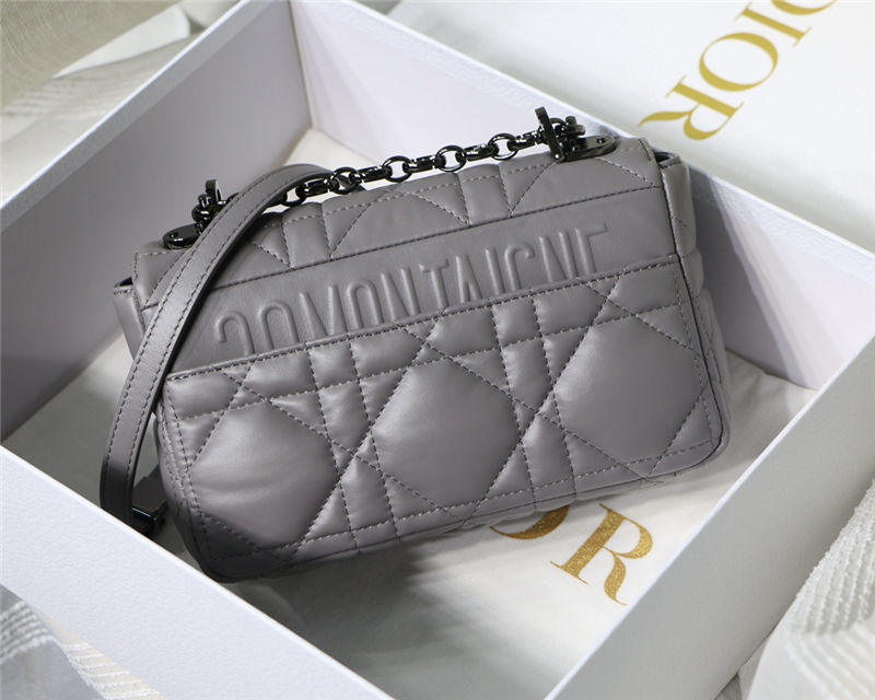 SMALL Dior CARO BAG Quilted Macrocannage Calfskin Grey High