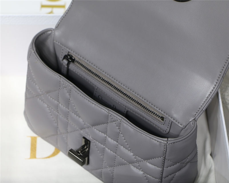 SMALL Dior CARO BAG Quilted Macrocannage Calfskin Grey High