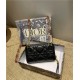 Dior CARO DETACHABLE CARD HOLDER Supple Cannage Calfskin Black High