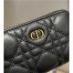 Dior CARO DETACHABLE CARD HOLDER Supple Cannage Calfskin Black High