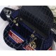 MEDIUM LADY D-LITE BAG Crocodile-Effect Embroidered Velvet Blue High