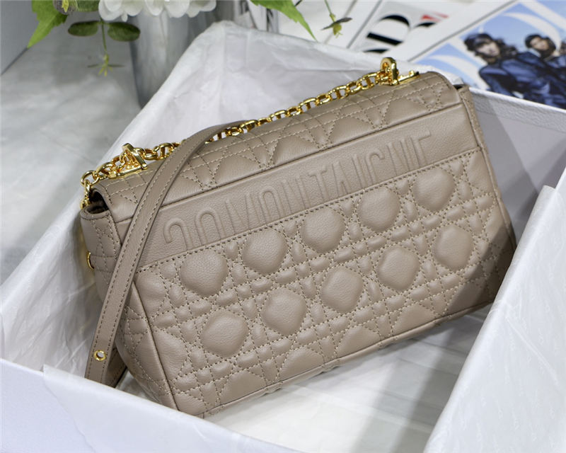 MEDIUM Dior CARO BAG Supple Cannage Calfskin Taupe High