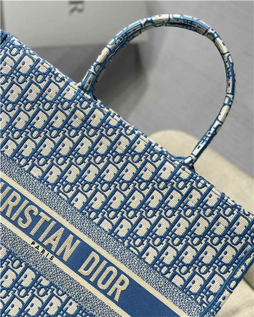 LARGE Dior BOOK TOTE Dior Oblique Embroidery Blue High