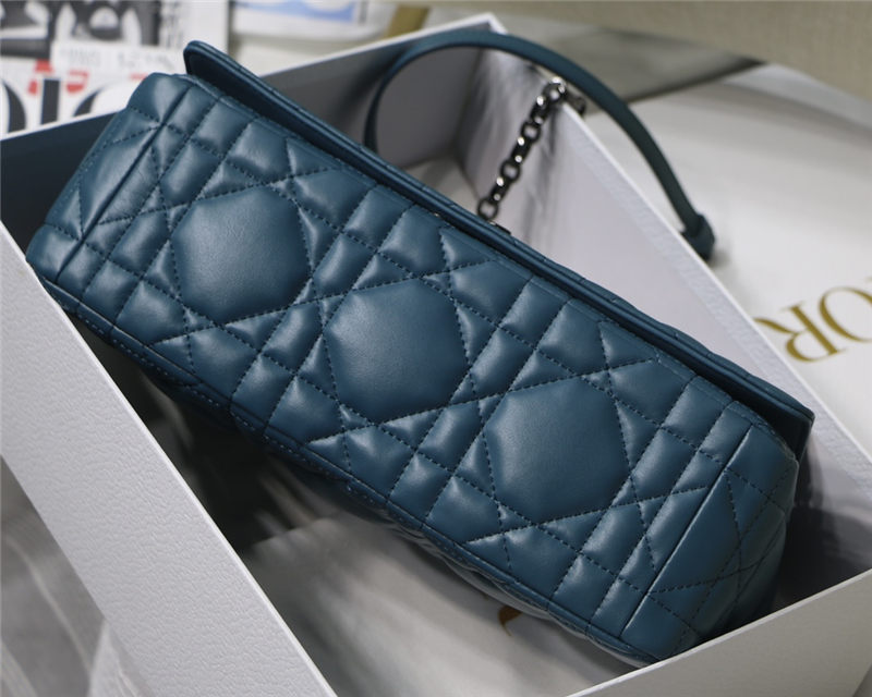 LARGE Dior CARO BAG Quilted Macrocannage Calfskin Ocean Blue High