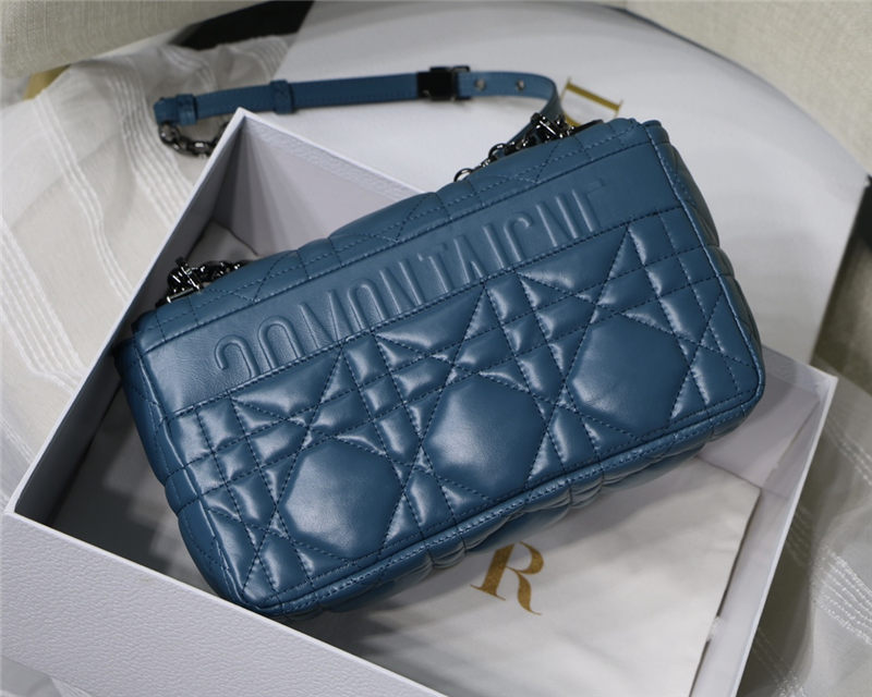 MEDIUM Dior CARO BAG Quilted Macrocannage Calfskin Ocean Blue High