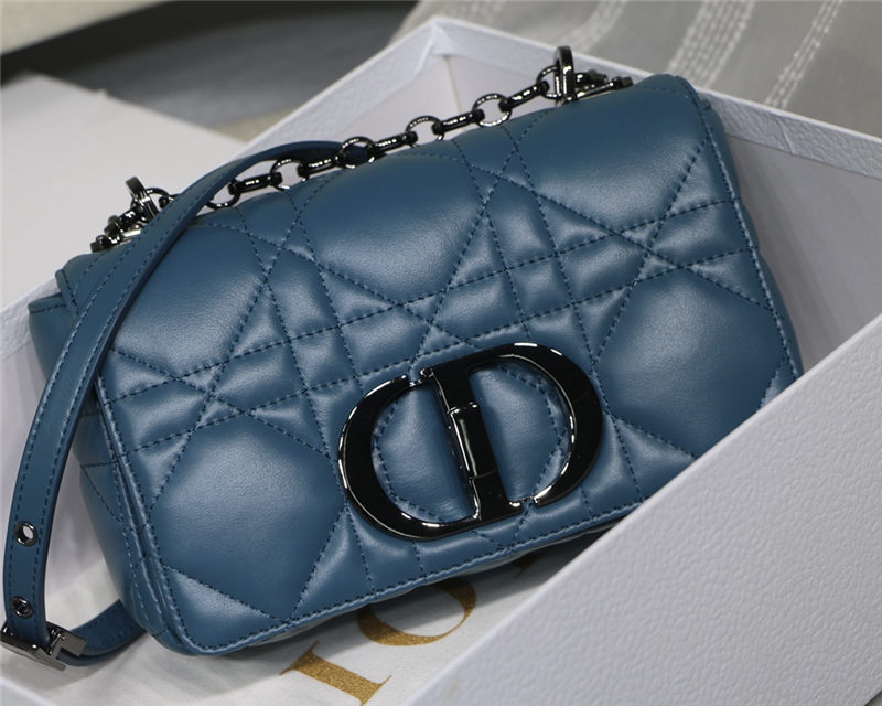 SMALL Dior CARO BAG Quilted Macrocannage Calfskin Ocean Blue High