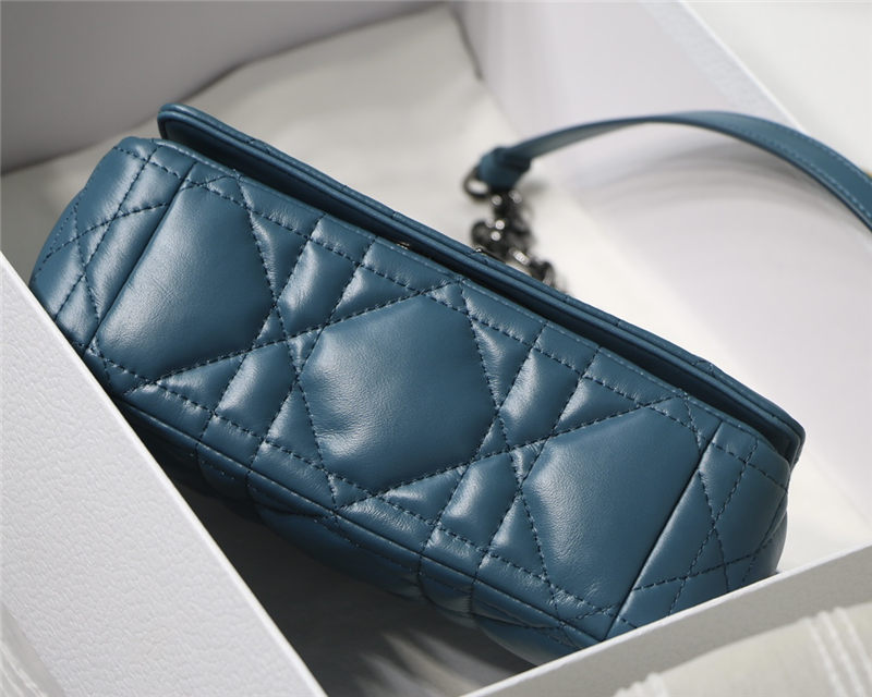 SMALL Dior CARO BAG Quilted Macrocannage Calfskin Ocean Blue High