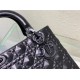 MEDIUM LADY Dior Cannage Calfskin with Diamond Motif Black High