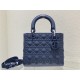 MEDIUM LADY Dior Cannage Calfskin with Diamond Motif Blue High