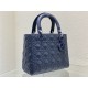 MEDIUM LADY Dior Cannage Calfskin with Diamond Motif Blue High