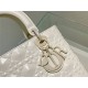 MEDIUM LADY Dior Cannage Calfskin with Diamond Motif White High