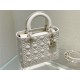 MEDIUM LADY Dior Cannage Calfskin with Diamond Motif White High