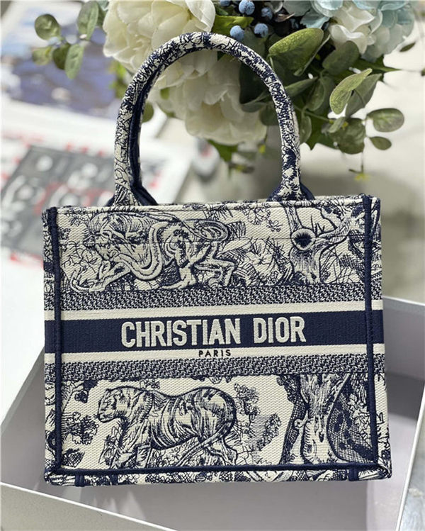 SMALL Dior BOOK TOTE Toile de Jouy Embroidery High