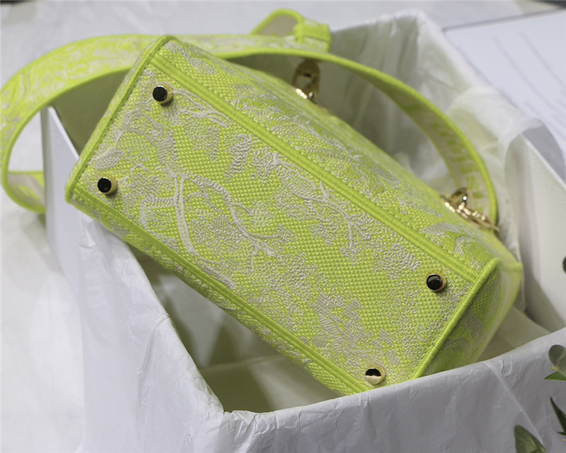 MEDIUM LADY D-LITE BAG Toile de Jouy Reverse Embroidery Lime High