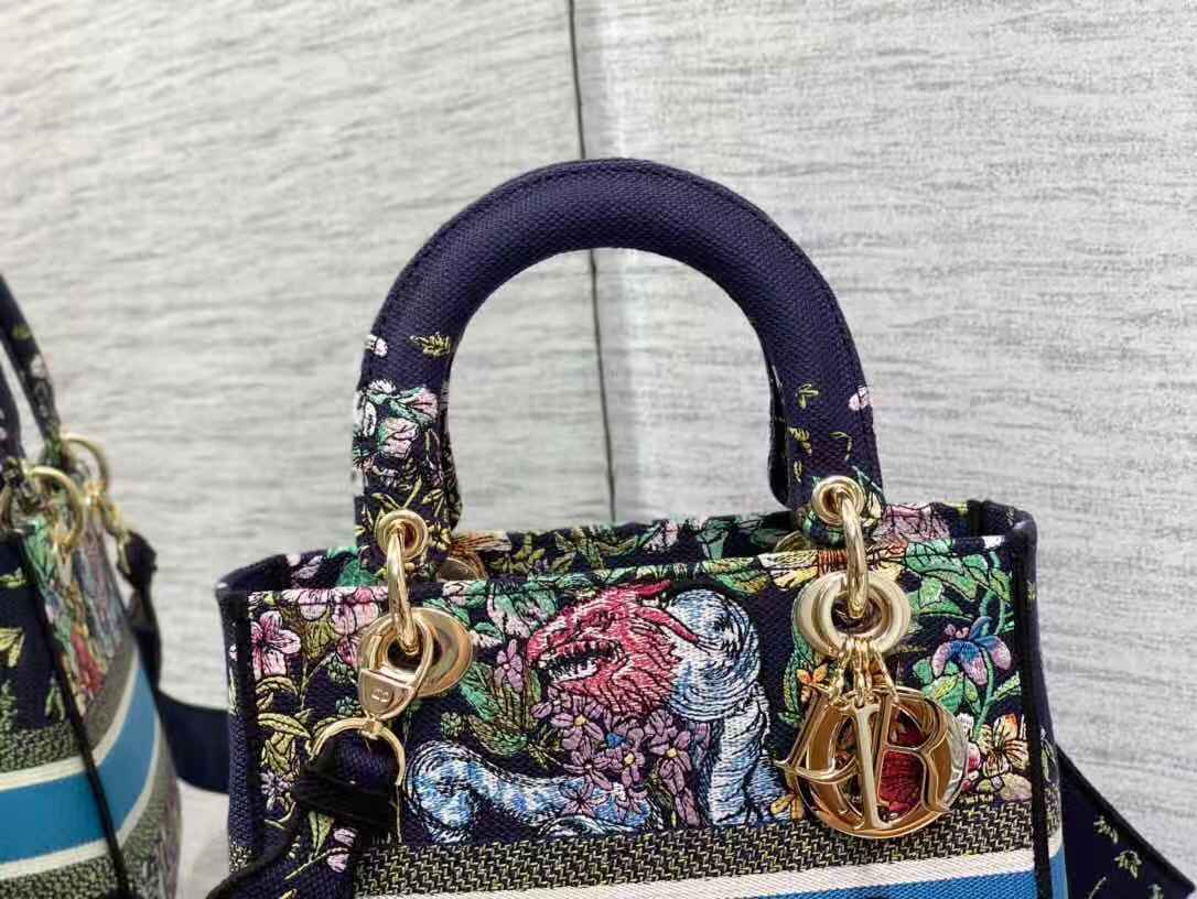 MEDIUM LADY D-LITE BAG Multicolor D-Constellation Embroidery High