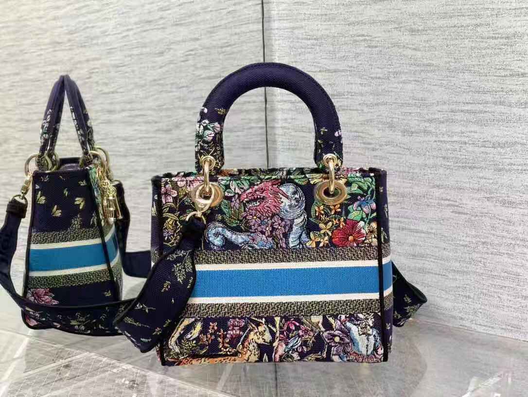 MEDIUM LADY D-LITE BAG Multicolor D-Constellation Embroidery High