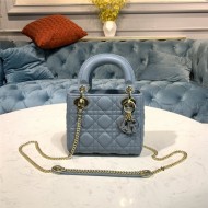 MINI LADY Dior BAG Cannage Lambskin Enamel Blue High