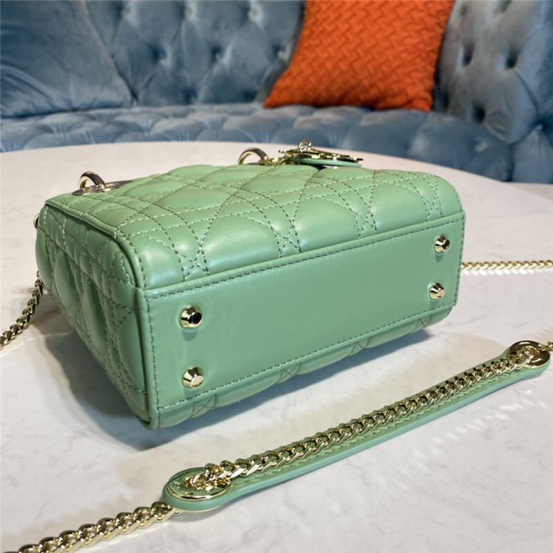 MINI LADY Dior BAG Cannage Lambskin Enamel Green High