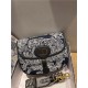 LARGE Dior BOBBY BAG Toile De Jouy Reverse with Blue Dior Oblique Embroidered Strap Blue High