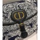 LARGE Dior BOBBY BAG Toile De Jouy Reverse with Blue Dior Oblique Embroidered Strap Blue High