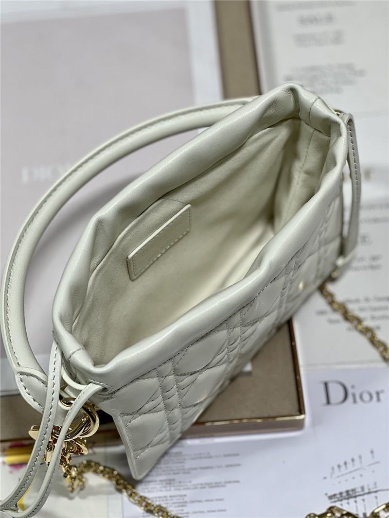 LADY DIOR TOP HANDLE DRAWSTRING MINI BAG White High