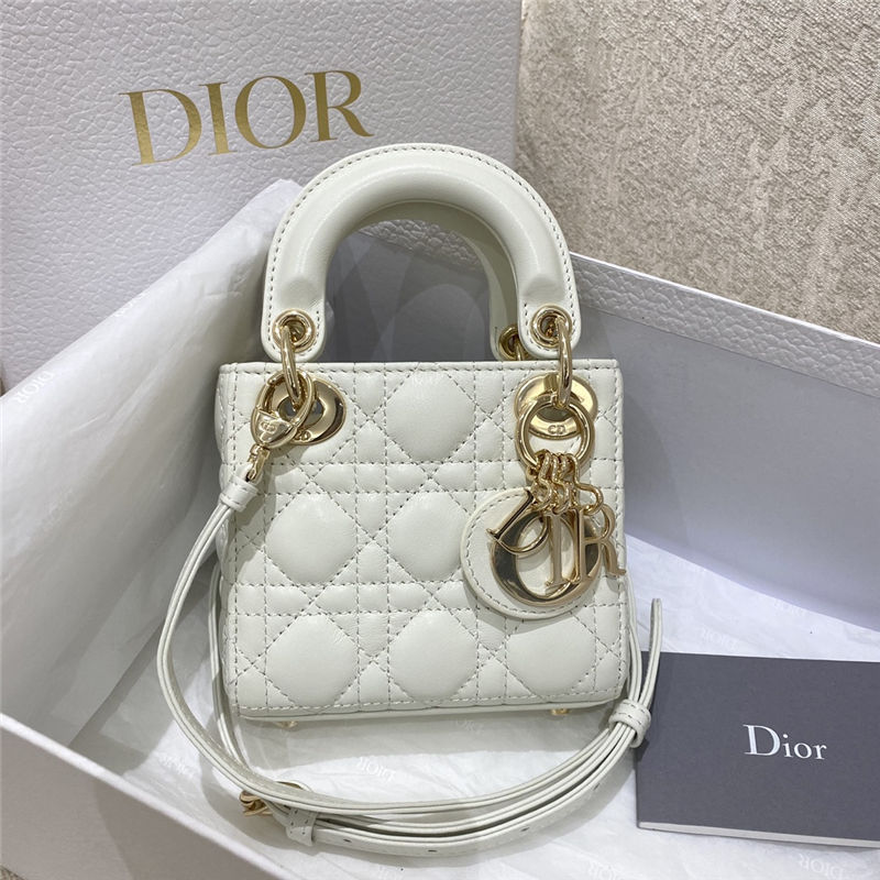 MICRO LADY Dior BAG Cannage Lambskin White High