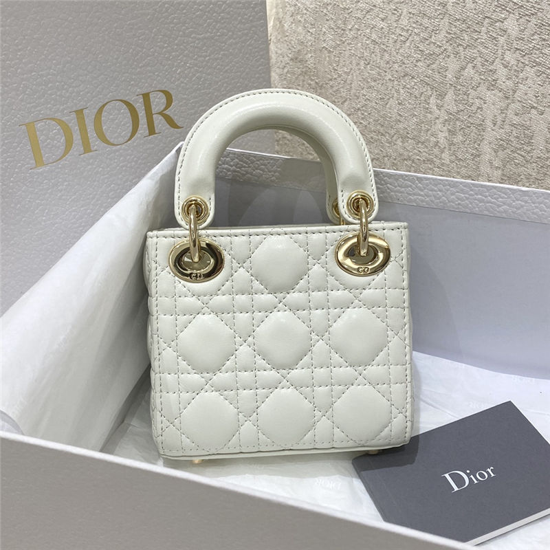 MICRO LADY Dior BAG Cannage Lambskin White High