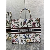 LARGE Dior BOOK TOTE Dior Petites Fleurs Embroidery White High