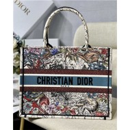 MEDIUM Dior BOOK TOTE Latte Multicolor Dior Constellation Embroidery High