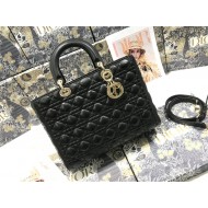 LARGE LADY Dior BAG Cannage Lambskin Black High