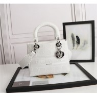 MEDIUM LADY D-LITE BAG Cannage Embroidery White High