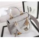 MEDIUM LADY D-LITE BAG Cannage Embroidery Gray High